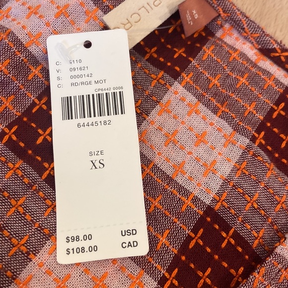 NWT Gingham check wool blend babydoll peplum top pilcro by Anthropologie xs - Picture 14 of 16